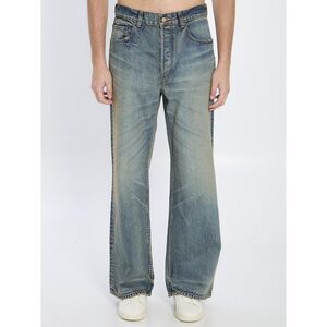 CELINE Men's Vintage Wash Wide Leg Denim Jeans Men BLUE Pants